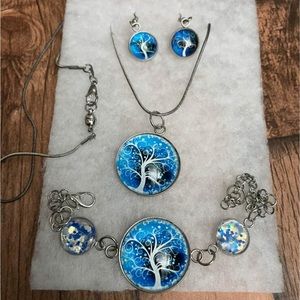 CLEARANCE ITEM: Handmade 3pc Tree of Life Jewelry Set SOLD AS IS tarnished